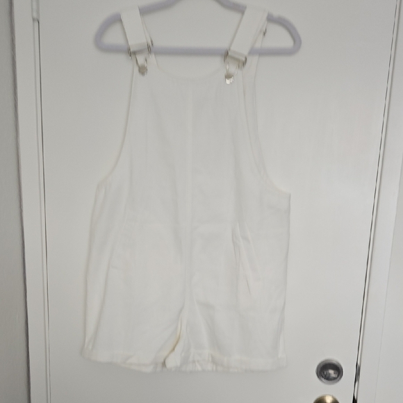 Pants - White Overalls with Silver Buckles
